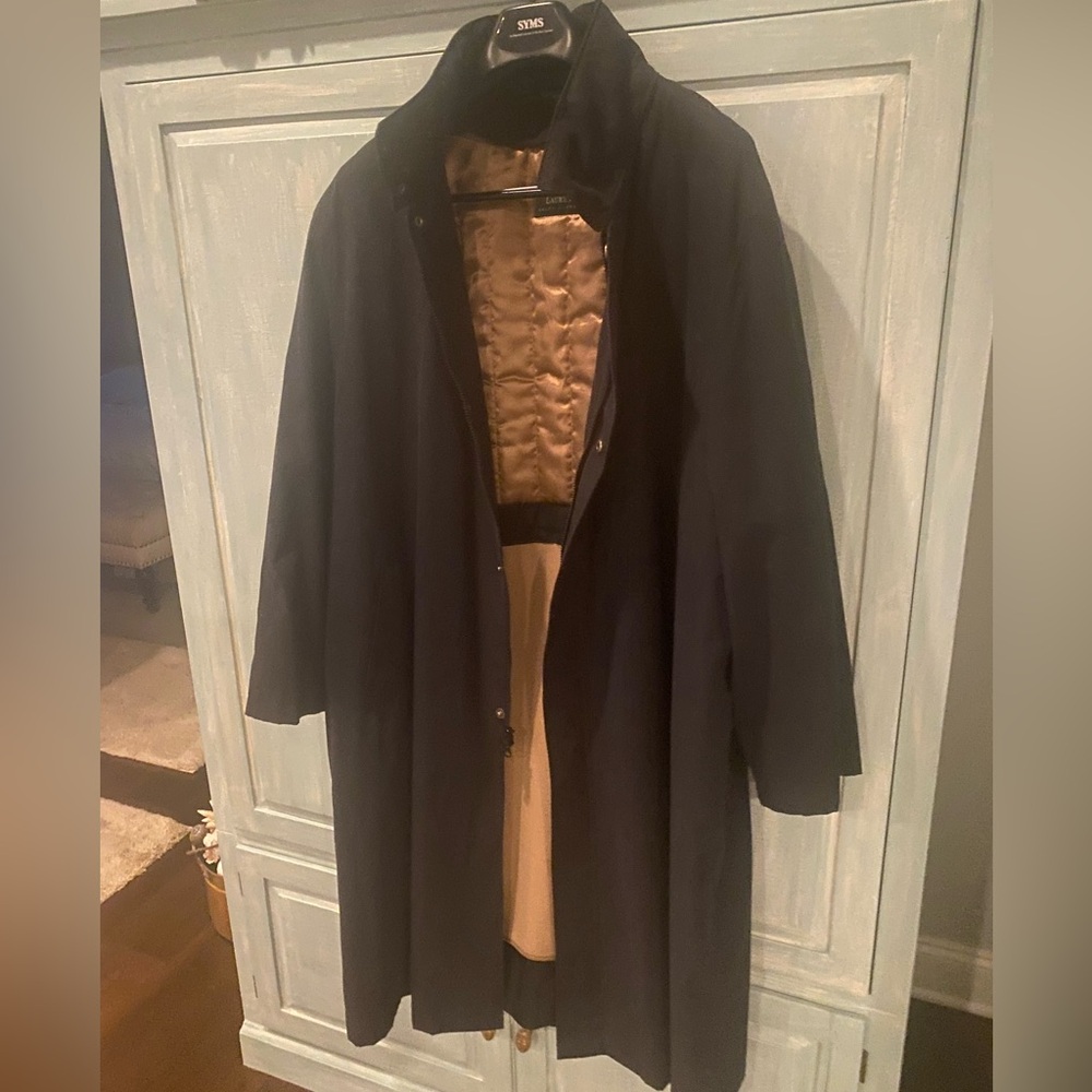 Vintage Lauren Ralph Lauren Men’s Trench Coat Black, Tan-Lined Size 48 - MINT!